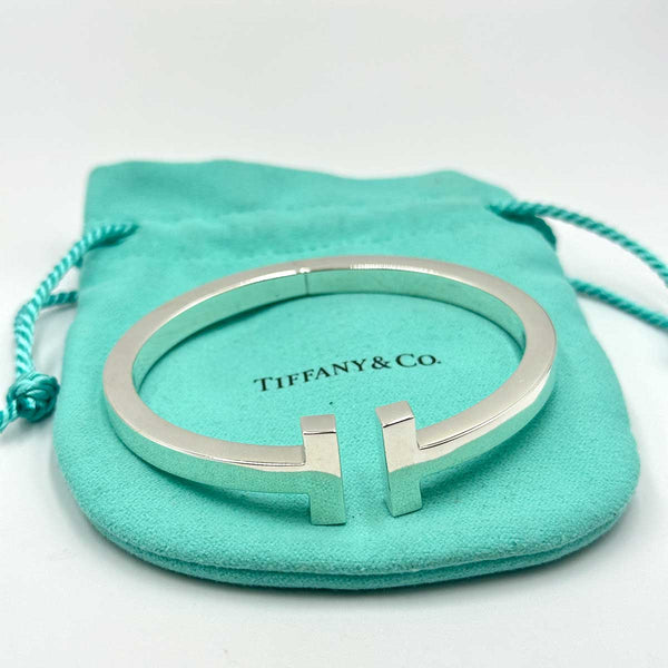 Tiffany & Co. Square T Hinged Cuff Bracelet - Sterling Silver