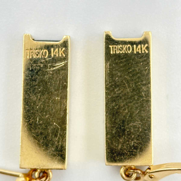 Trisko Geometric Yellow Gold and Sapphire Earrings