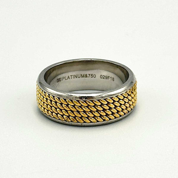 Two-tone Rope Band - Platinum and 18k Yellow Gold Ring