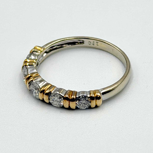 Two Tone, Bar Set, Single Row 1/2CTW Diamond Band