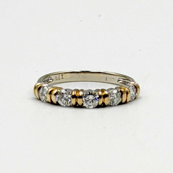 Two Tone, Bar Set, Single Row 1/2CTW Diamond Band
