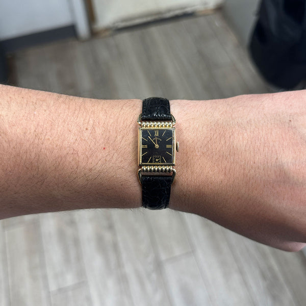 Vintage 1940s Lord Elgin Swing Lug "Drivers" Watch 14k Gold Filled