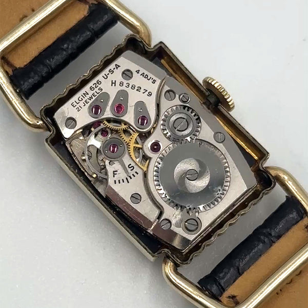 Vintage 1940s Lord Elgin Swing Lug "Drivers" Watch 14k Gold Filled
