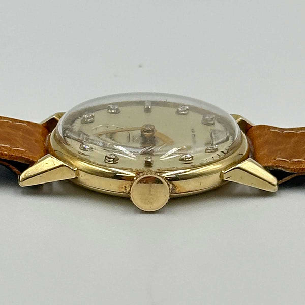 Vintage Hamilton Award "Kirk" Watch in 14k Gold With Diamond Dial