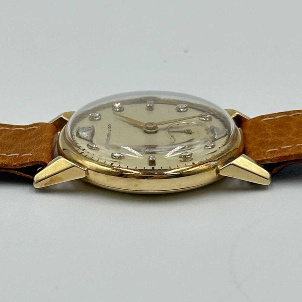Vintage Hamilton Award "Kirk" Watch in 14k Gold With Diamond Dial