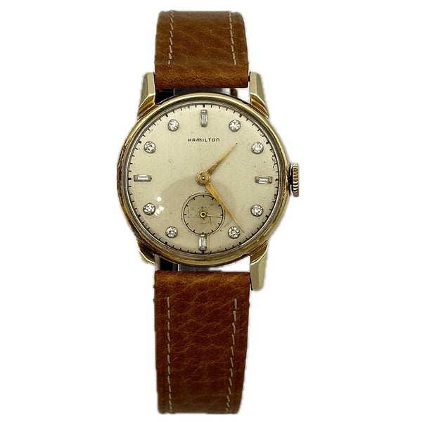 Vintage Hamilton Award "Kirk" Watch in 14k Gold With Diamond Dial