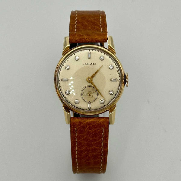 Vintage Hamilton Award "Kirk" Watch in 14k Gold With Diamond Dial