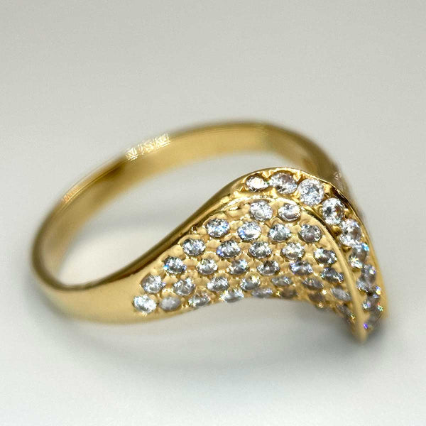 Geometric Dome Ring with Diamonds - Yellow Gold