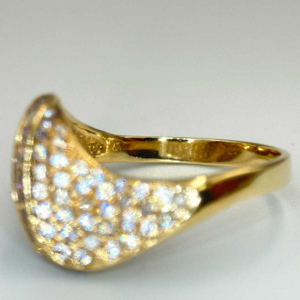Geometric Dome Ring with Diamonds - Yellow Gold