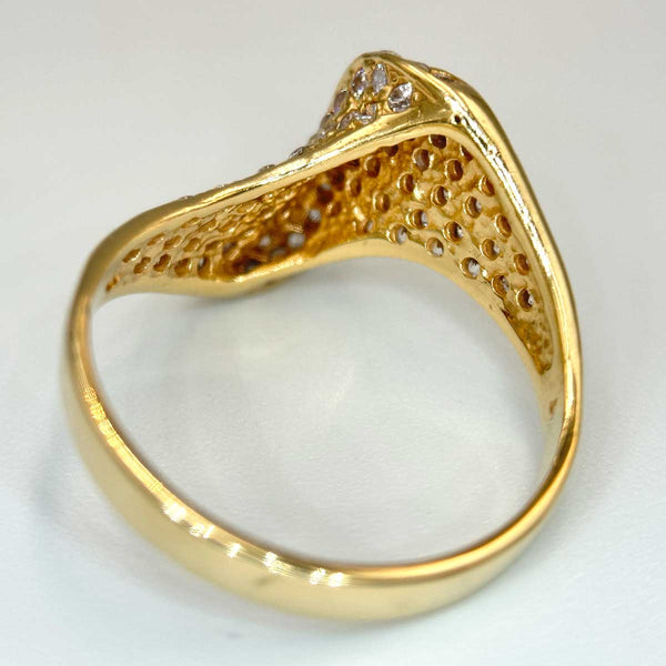 Geometric Dome Ring with Diamonds - Yellow Gold