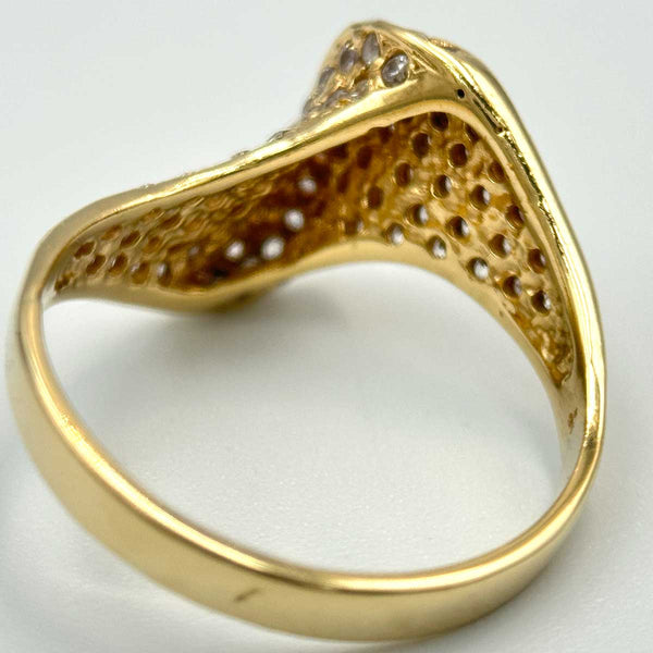 Geometric Dome Ring with Diamonds - Yellow Gold