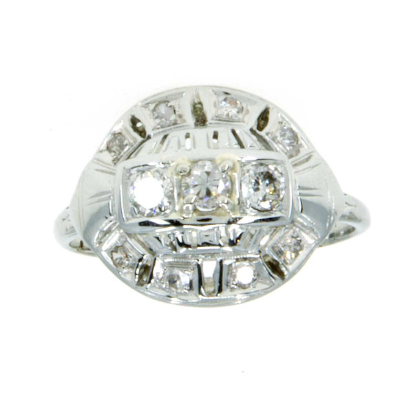 14K Art Deco Diamond Cocktail Ring