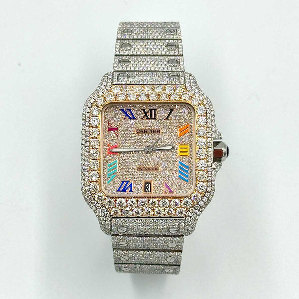 Cartier Santos de Cartier Large Model with Rainbow Dial - Full Diamonds