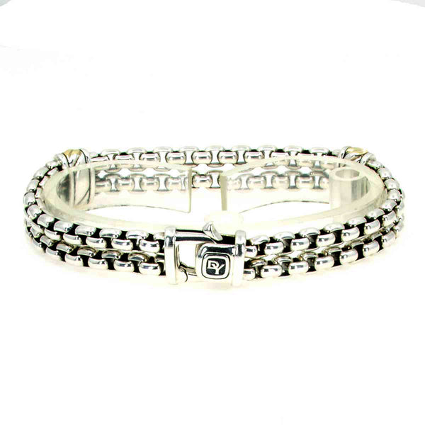 David Yurman Cable 2 Row Box Chain Bracelet in Sterling Silver with 18kt Yellow Gold - Chicago Pawners & Jewelers