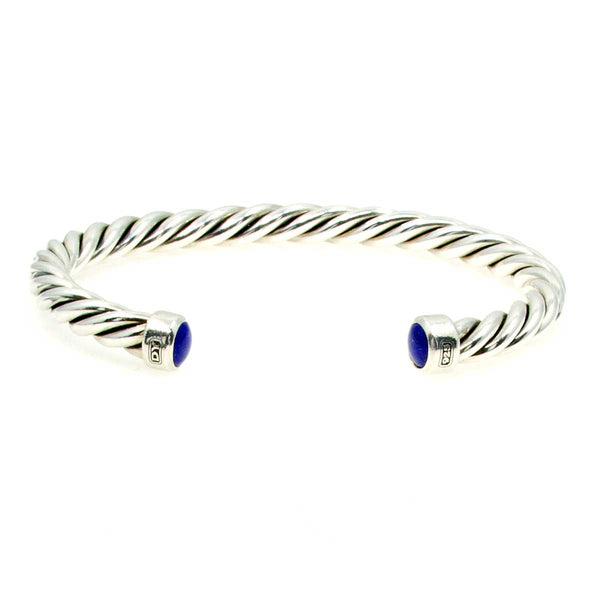 David Yurman Cable Cuff Bracelet in Sterling Silver with Lapis Lazuli - Chicago Pawners & Jewelers