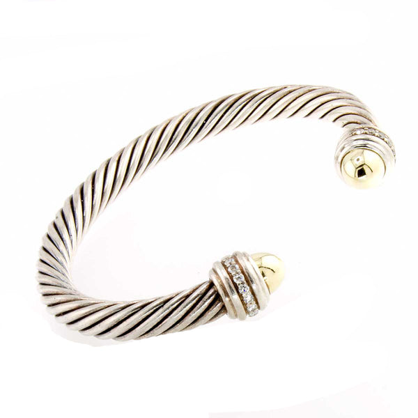 David Yurman Classic Cable Cuff Bracelet with Diamonds - Chicago Pawners & Jewelers