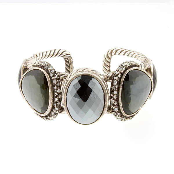 David Yurman Hematite Black Onyx Diamond Moonlight Cuff - Chicago Pawners & Jewelers