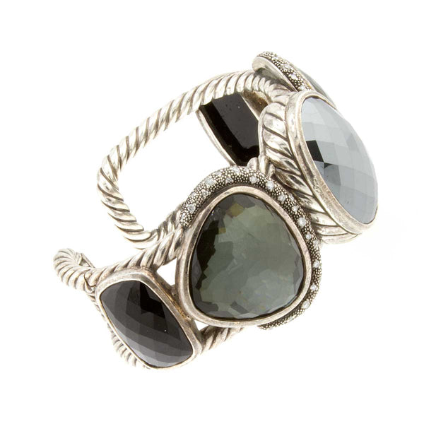 David Yurman Hematite Black Onyx Diamond Moonlight Cuff - Chicago Pawners & Jewelers