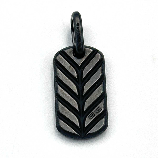 David Yurman Black Titanium & Black Diamond Chevron Tag Charm