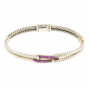 David Yurman Petite Pavé Labyrinth Mini Loop Bracelet with Pink Sapphires - Chicago Pawners & Jewelers