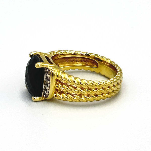 David Yurman 18kt Petite Wheaton Ring with Black Onyx