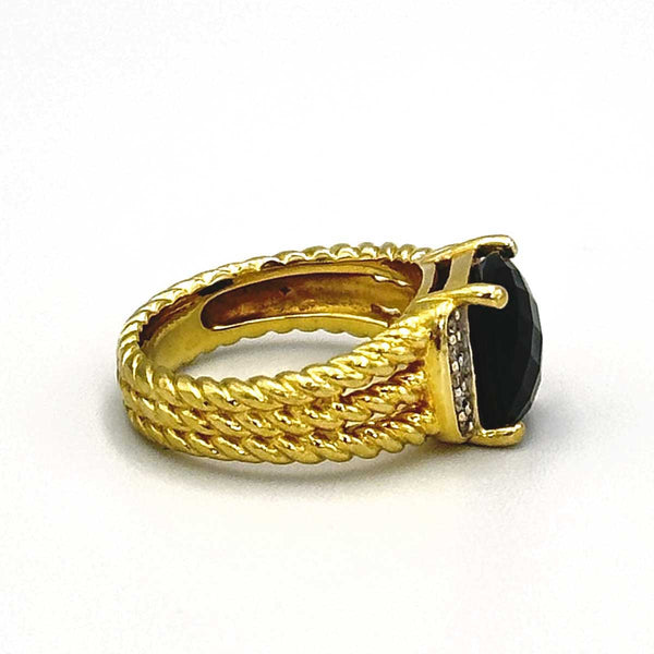 David Yurman 18kt Petite Wheaton Ring with Black Onyx