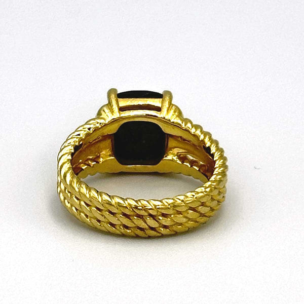 David Yurman 18kt Petite Wheaton Ring with Black Onyx