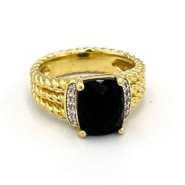 David Yurman 18kt Petite Wheaton Ring with Black Onyx