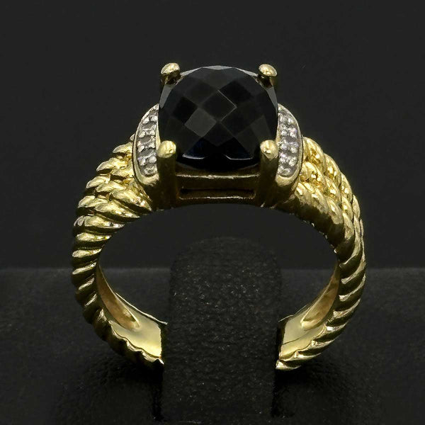David Yurman 18kt Petite Wheaton Ring with Black Onyx