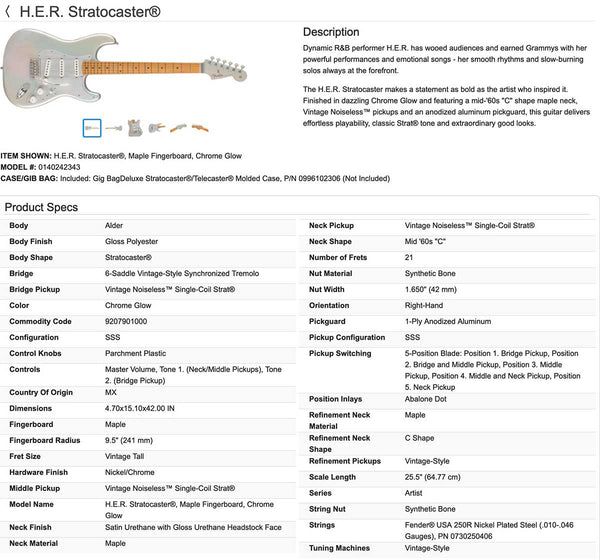 Fender H.E.R. Signature Stratocaster Chrome Glow - 2020 - Chicago Pawners & Jewelers