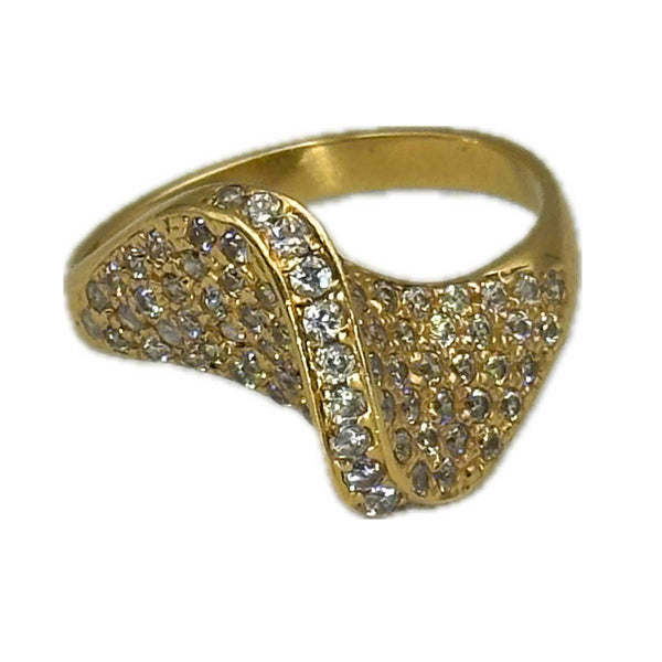 Geometric Dome Ring with Diamonds - Yellow Gold
