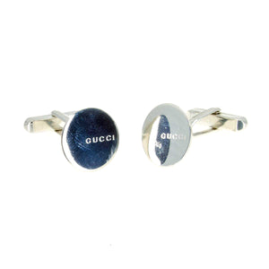 Gucci Logo Disc Cufflinks in Sterling Silver