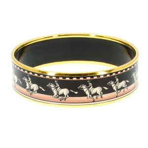 Hermes Black & Pink Enamel Equestrian Bangle Bracelet - Chicago Pawners & Jewelers