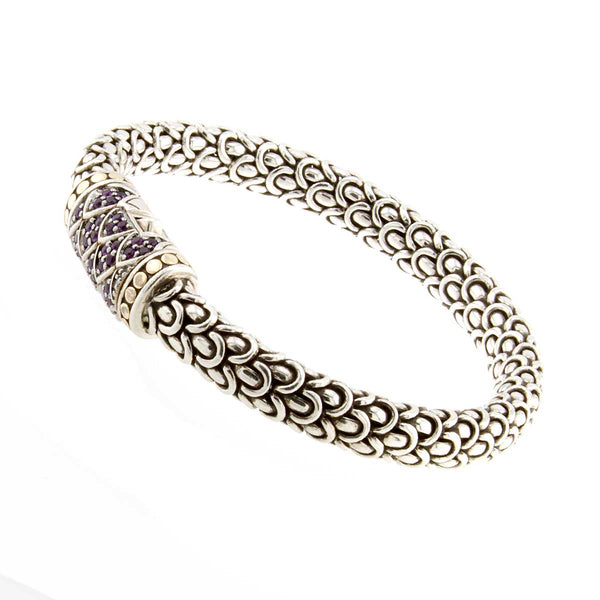 John Hardy Amethyst Legends Naga Station Bracelet 8mm - Chicago Pawners & Jewelers