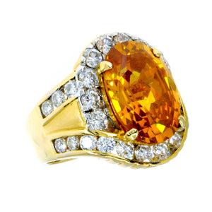 Man's 12.50ct Diamond & Citrine Ring 18K - Chicago Pawners & Jewelers