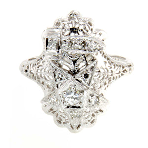 Order of the Eastern Star Filigree Diamond Ring - Chicago Pawners & Jewelers