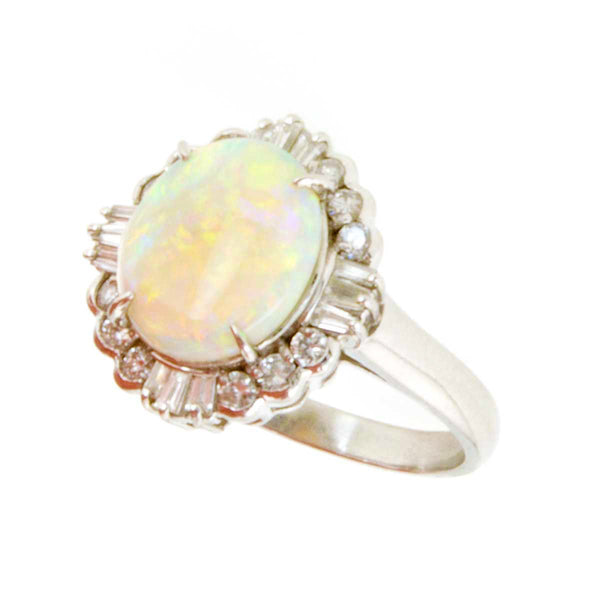 Platinum 3.18ct Opal & Diamond Ring - Chicago Pawners & Jewelers
