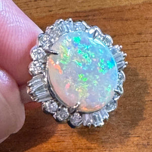 Platinum 3.18ct Opal & Diamond Ring - Chicago Pawners & Jewelers
