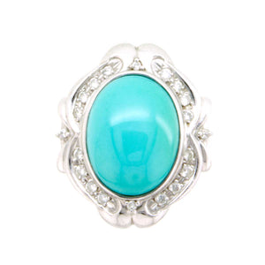 Vintage 9.52ct Persian Turquoise & Diamond Ring - Chicago Pawners & Jewelers