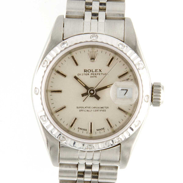 Rolex Lady's Date with Custom Diamond Bezel - Chicago Pawners & Jewelers