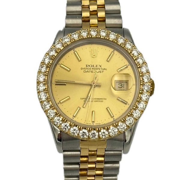 Rolex Datejust 36 SS/18K Champagne DIal Diamond Bezel