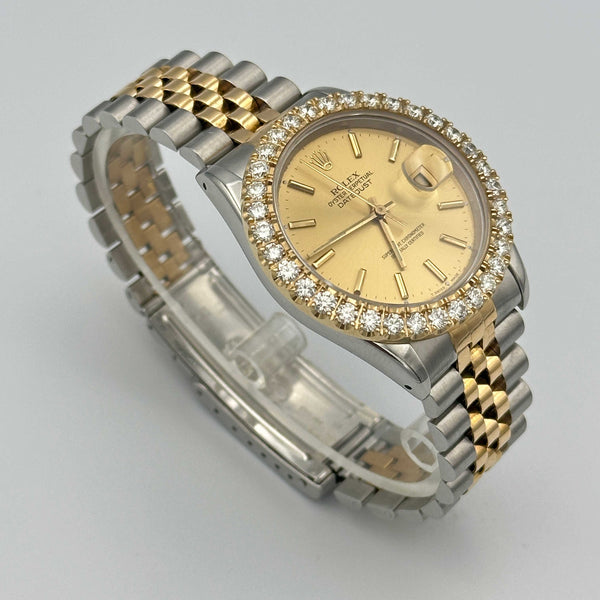 Rolex Datejust 36 SS/18K Champagne DIal Diamond Bezel