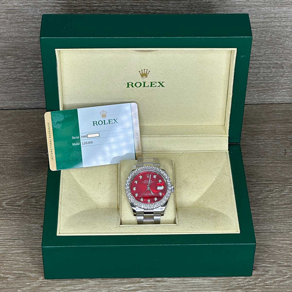 Rolex Datejust 41 Red Diamond Dial & Bezel