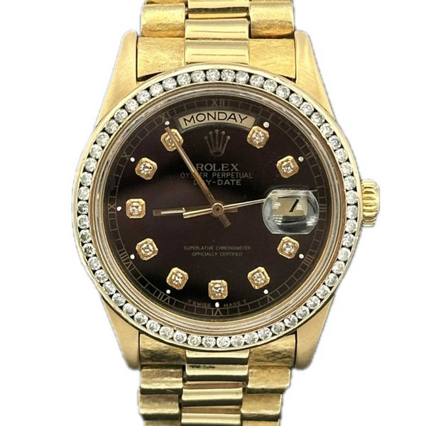 Rolex Day-Date President Black Diamond Dial and Diamond Bezel