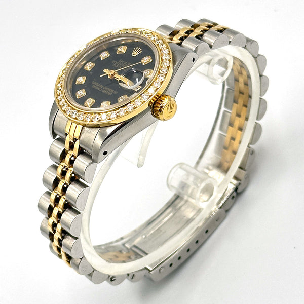 Rolex Datejust 26 SS/18K  Black Diamond Dial & Diamond Bezel 1987