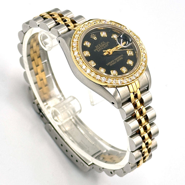 Rolex Datejust 26 SS/18K  Black Diamond Dial & Diamond Bezel 1987