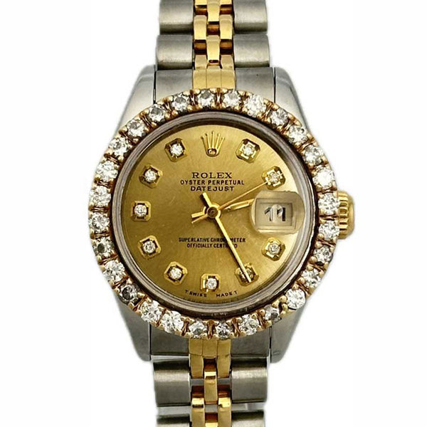 Rolex Datejust 26 SS/18K  Champagne Diamond Dial & Diamond Bezel 1993