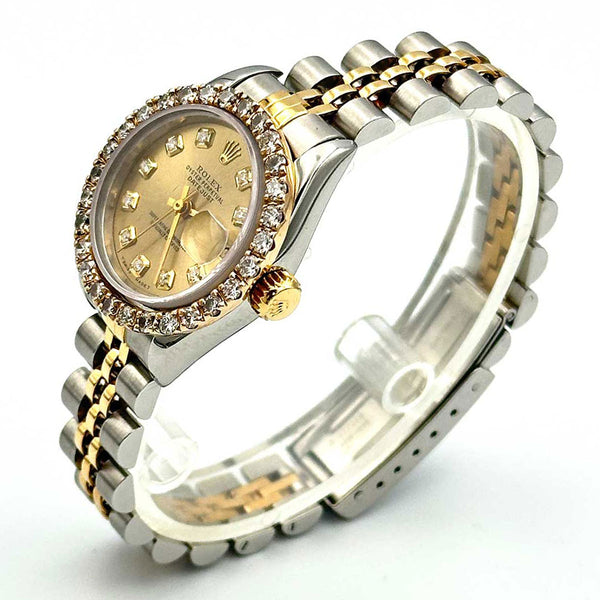 Rolex Datejust 26 SS/18K  Champagne Diamond Dial & Diamond Bezel 1993