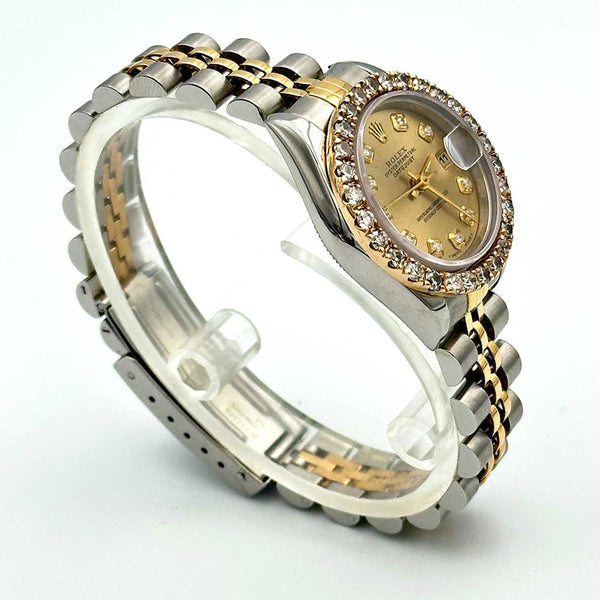 Rolex Datejust 26 SS/18K  Champagne Diamond Dial & Diamond Bezel 1993