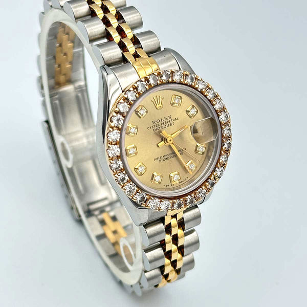 Rolex Datejust 26 SS/18K  Champagne Diamond Dial & Diamond Bezel 1993